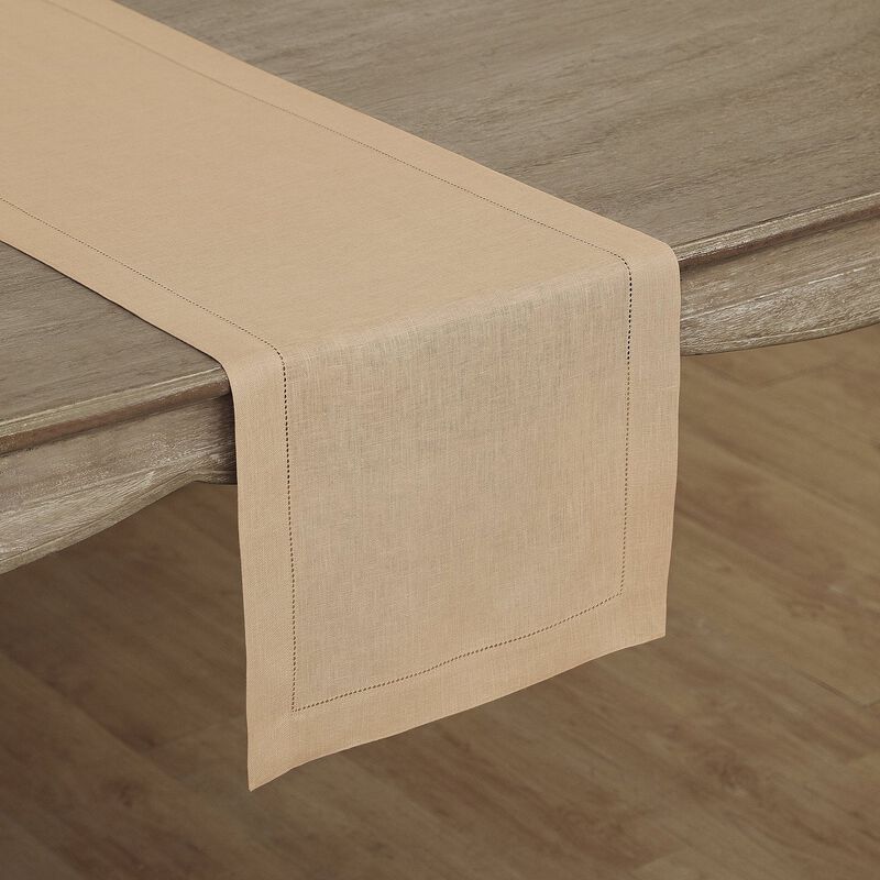 Solino Home 100% Pure Linen Table Runner | Classic Hemstitch for Thanksgiving, Christmas