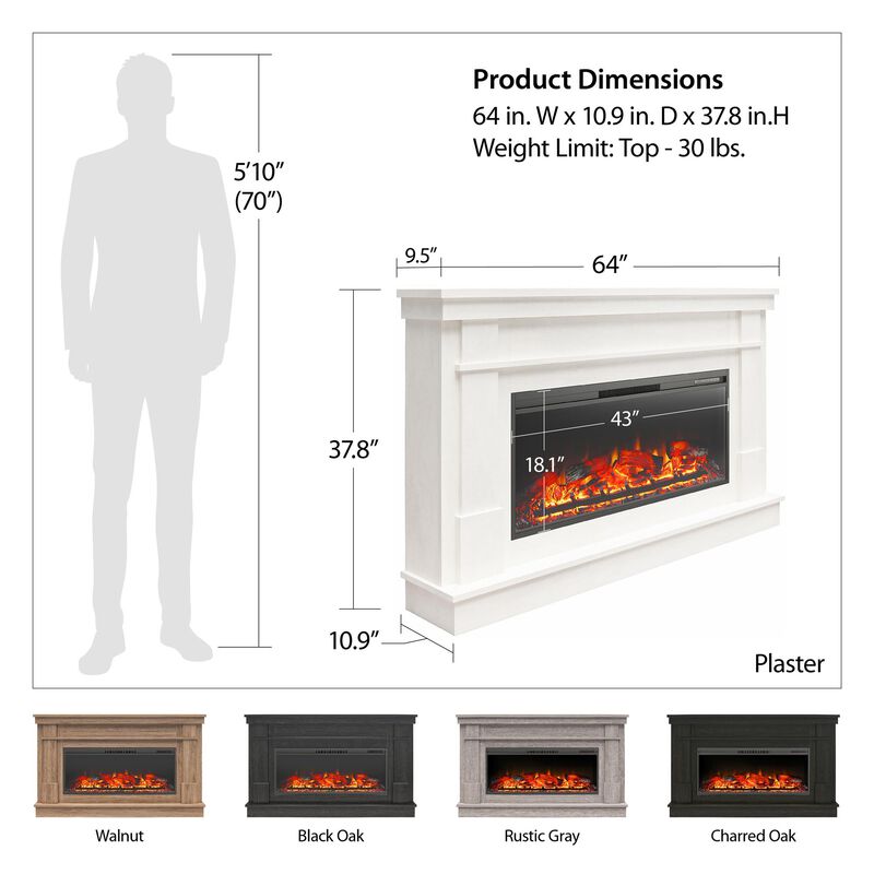 Elmcroft Wide Mantel with Linear Electric Fireplace