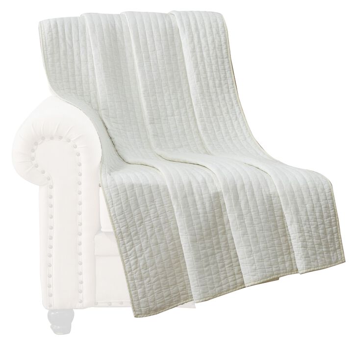 Xumi 50 x 60 Inch Quilted Throw Blanket, Channel Quilting, Antique White - Benzara