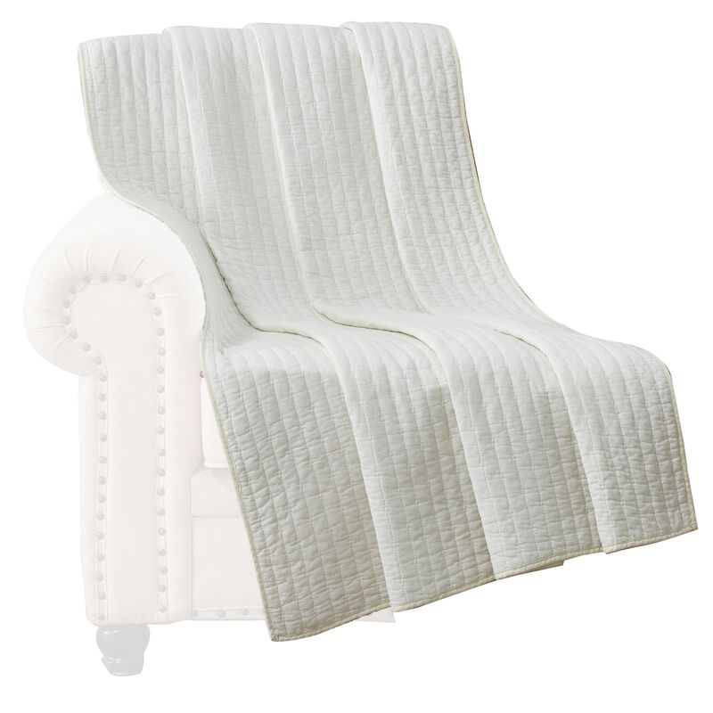 Xumi 50 x 60 Inch Quilted Throw Blanket, Channel Quilting, Antique White - Benzara