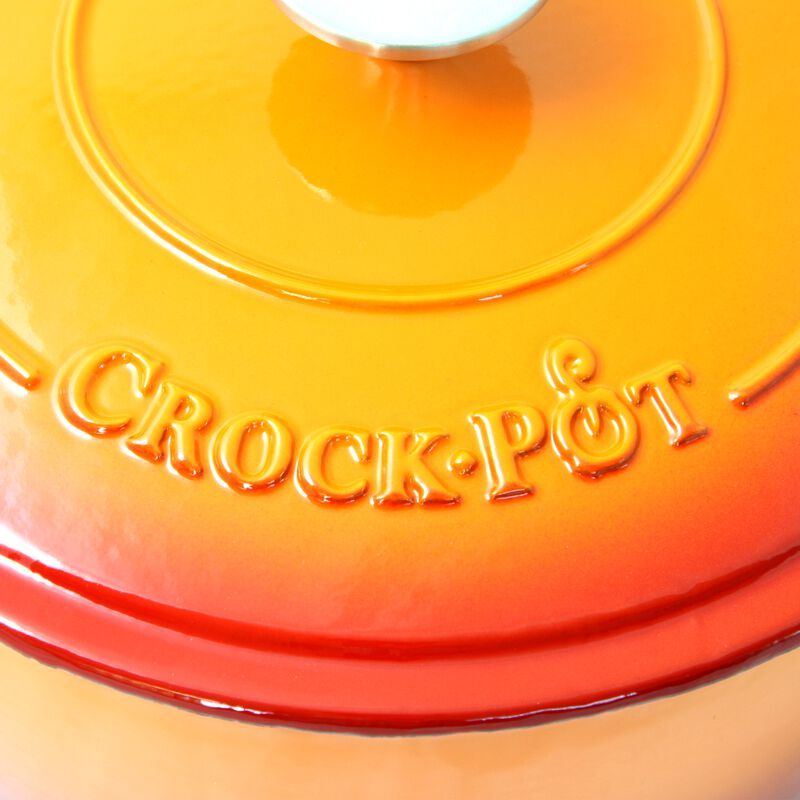 Crock Pot Artisan 5 Quart Round Enameled Cast Iron Dutch Oven in Sunset Orange