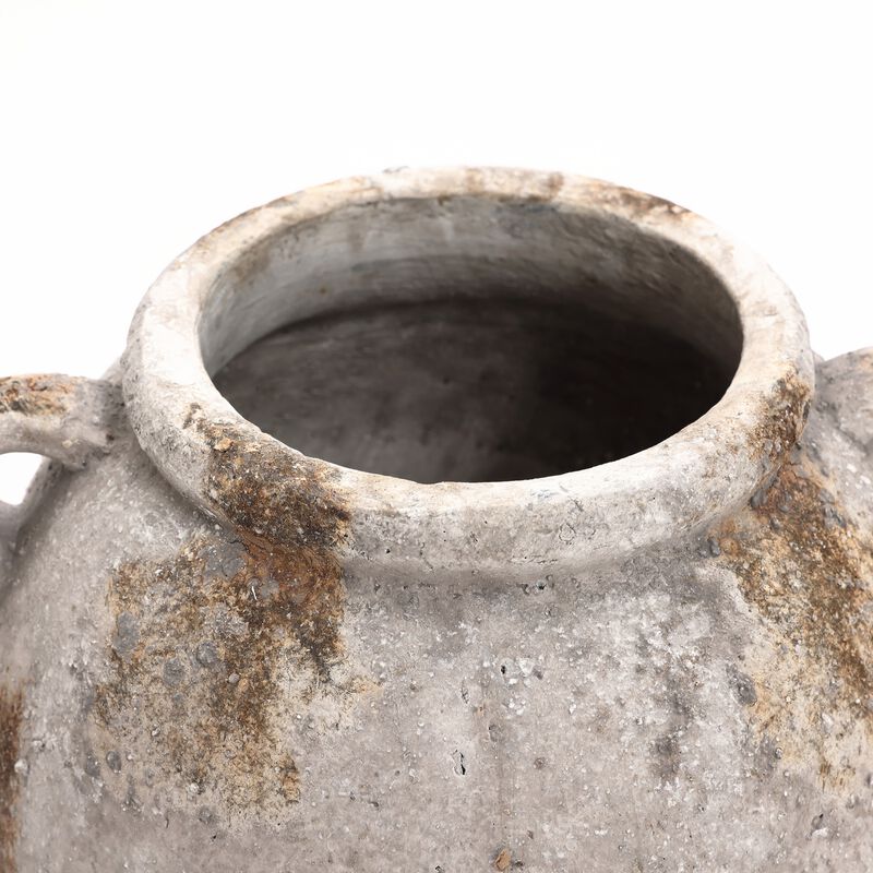 LuxenHome Mottled Brown and White Terracotta 11.8-Inch Tall Indoor and Outdoor Jug Vase with Handles