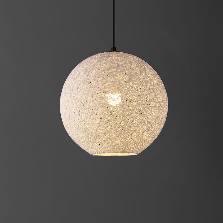 Lacey 1-Light Bohemian Minimalist Iron/Rope Woven Globe LED Pendant