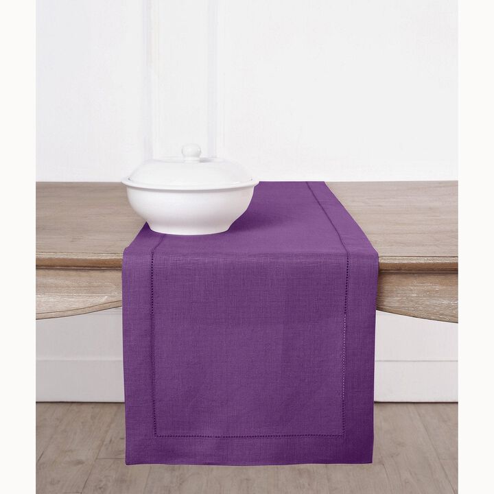 Solino Home 100% Pure Linen Table Runner | Classic Hemstitch for Thanksgiving, Christmas