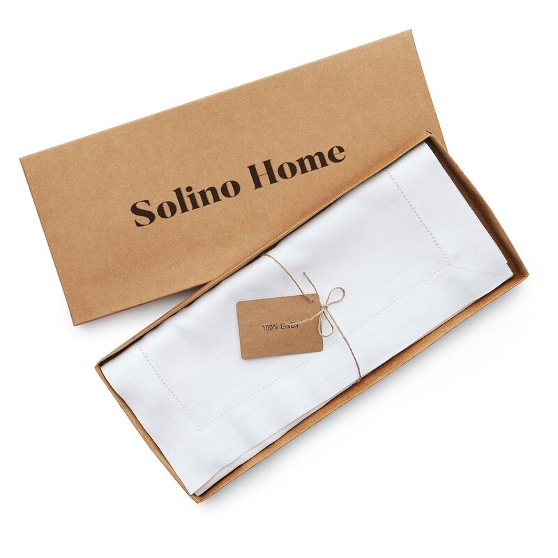 Solino Home 100% Pure Linen Table Runner | Classic Hemstitch for Thanksgiving, Christmas