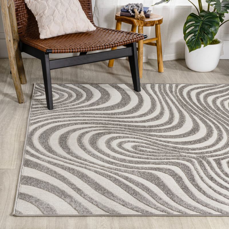 Maribo High-Low Abstract Groovy Striped Indoor/Outdoor Area Rug