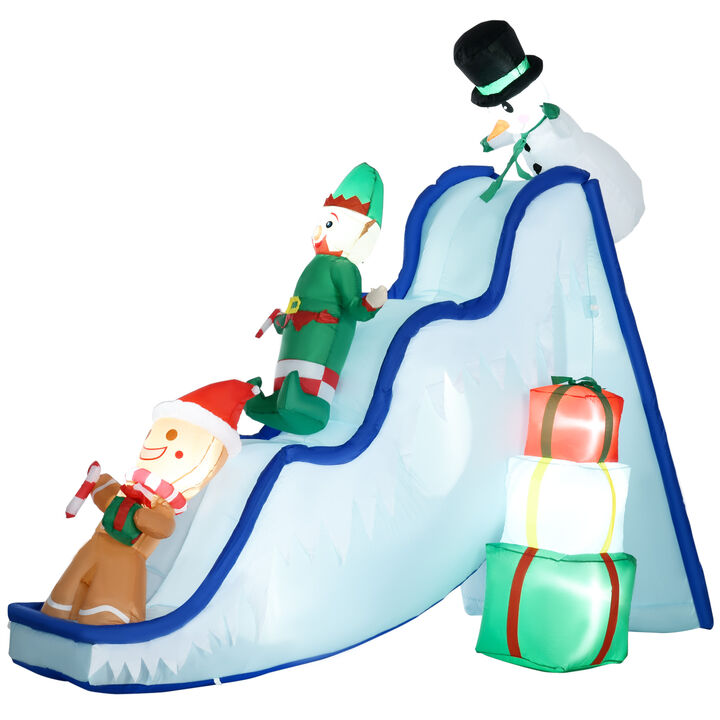 HOMCOM 8.5FT Long Christmas Inflatable Snowman Elf and Gingerbread Man
