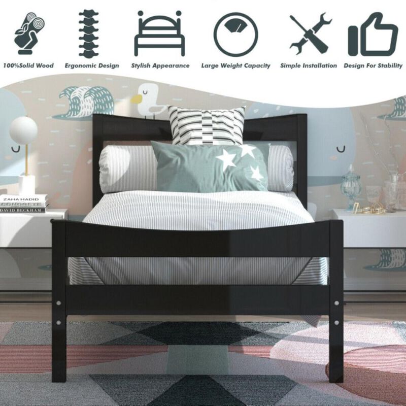 Hivvago Rustic Style Platform Bed Frame with Headboard and Footboard