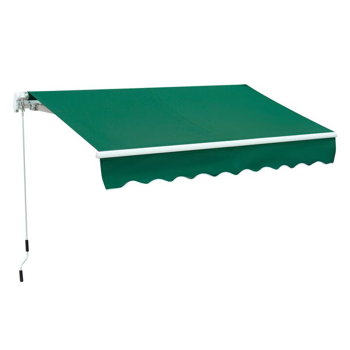 Green Sun Shield: 8x7 Manual Retractable Patio Awning