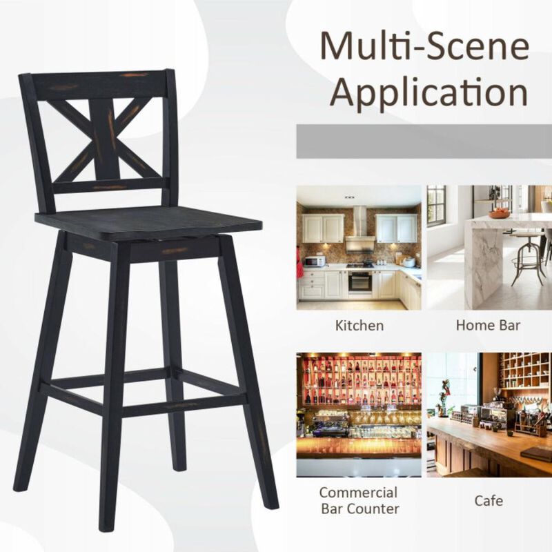 Hivvago Set of 2 360-Degree Swivel Bar Stools for Home Restaurant