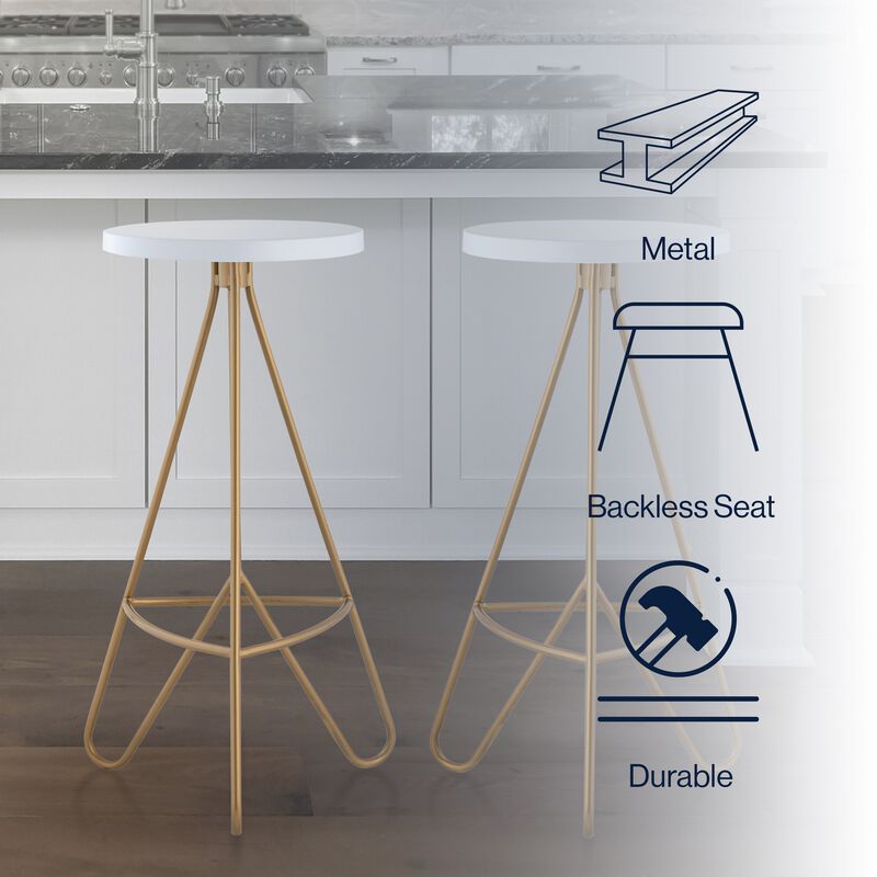 Trinity 30" Modern Industrial Iron Tripod Backless Bar Stool