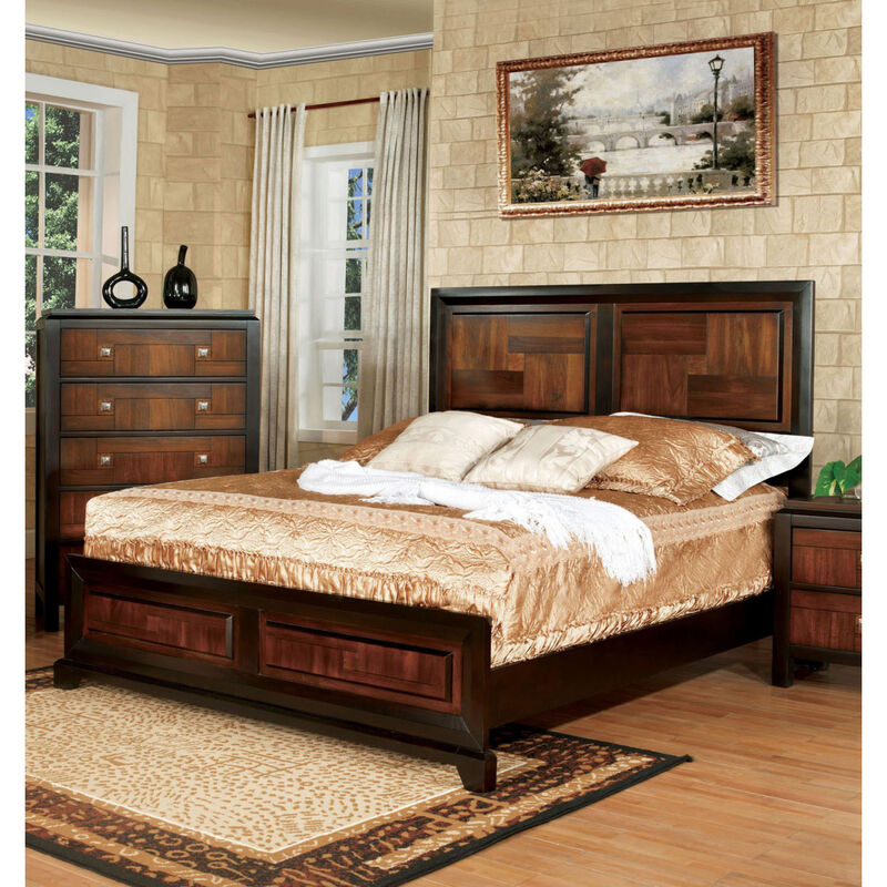 Acacia Walnut Transitional Queen Bed
