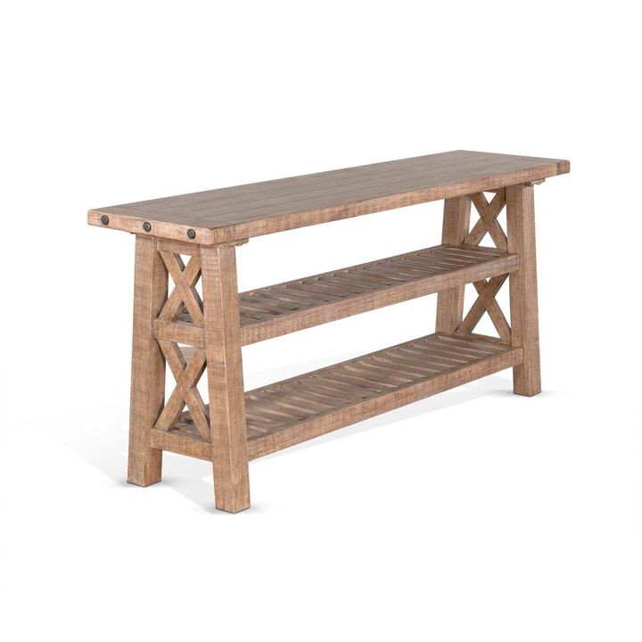 Sunny Designs Vivian 60 Farmhouse Mahogany Wood Sofa Table in Light Brown