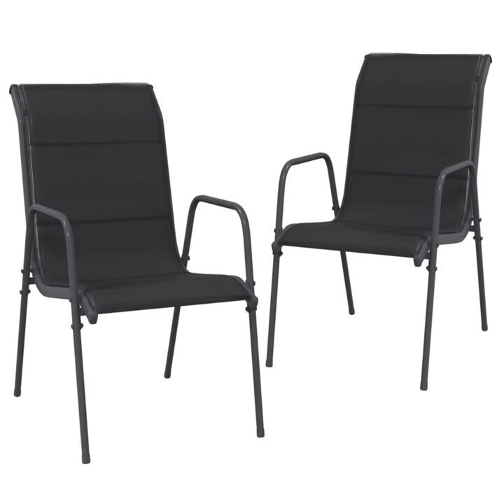 vidaXL Patio Chairs 2 pcs Steel and Textilene Black