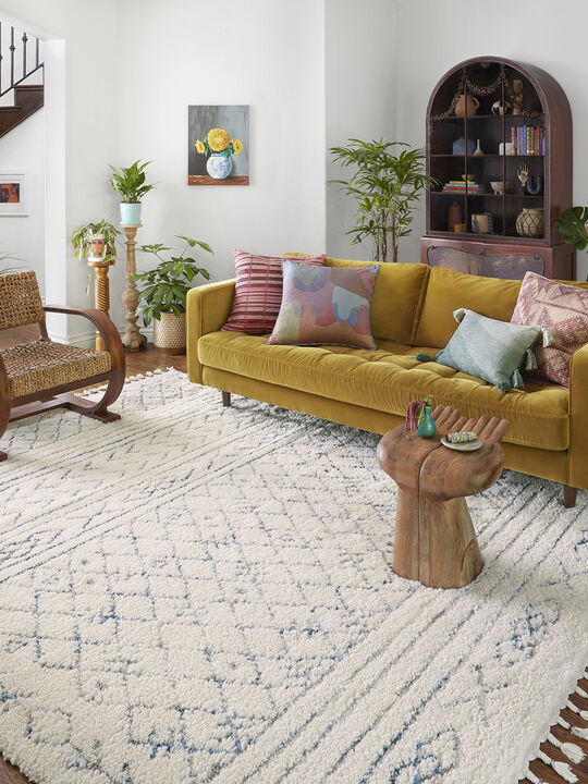 Ronnie RON02 Ivory/Sky 18" x 18" Sample Rug