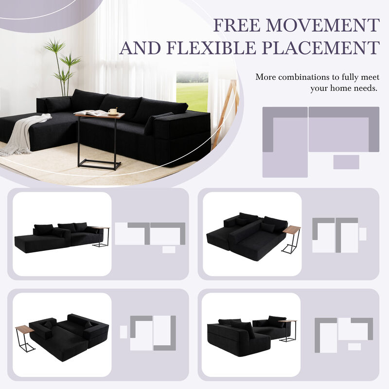 Merax Fully Compressed Modular Sectional Sofa with 1 Side Table