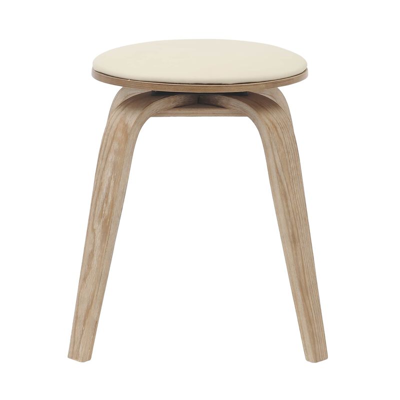 LeisureMod Pelya Mordern Wooden Dining Stool in Brown