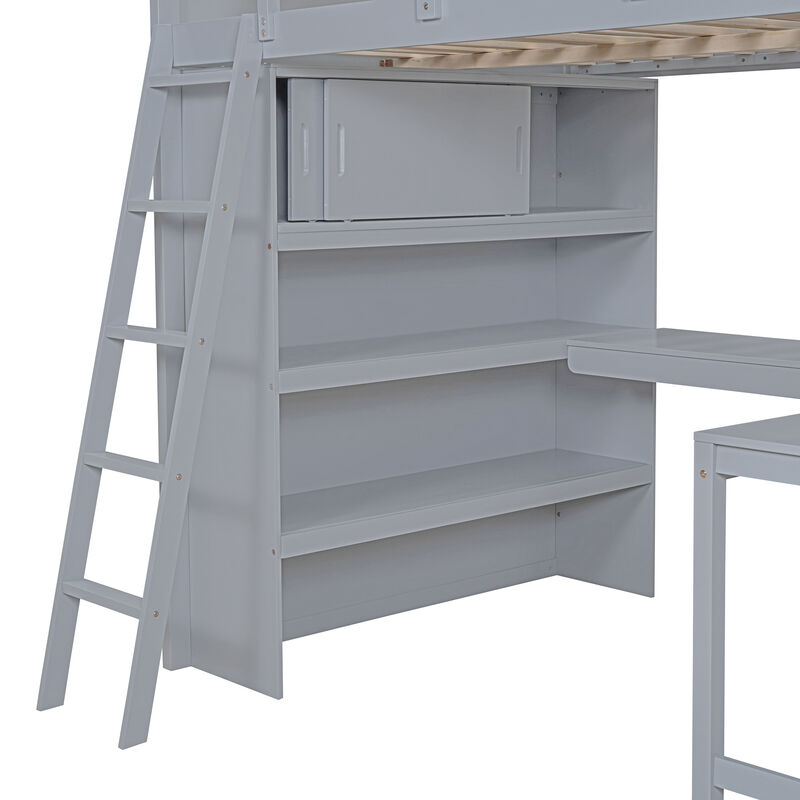 Merax Loft Bed with Desk and Shelf
