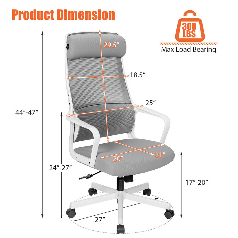 Costway Adjustable Mesh Office Task Chair Heating Lumbar Support Headrest Black