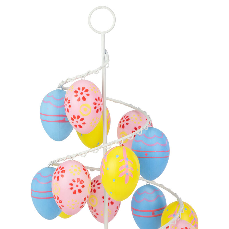 14.25" Blue  Pink and Yellow Cut-Out Spring Easter Egg Tree Decor
