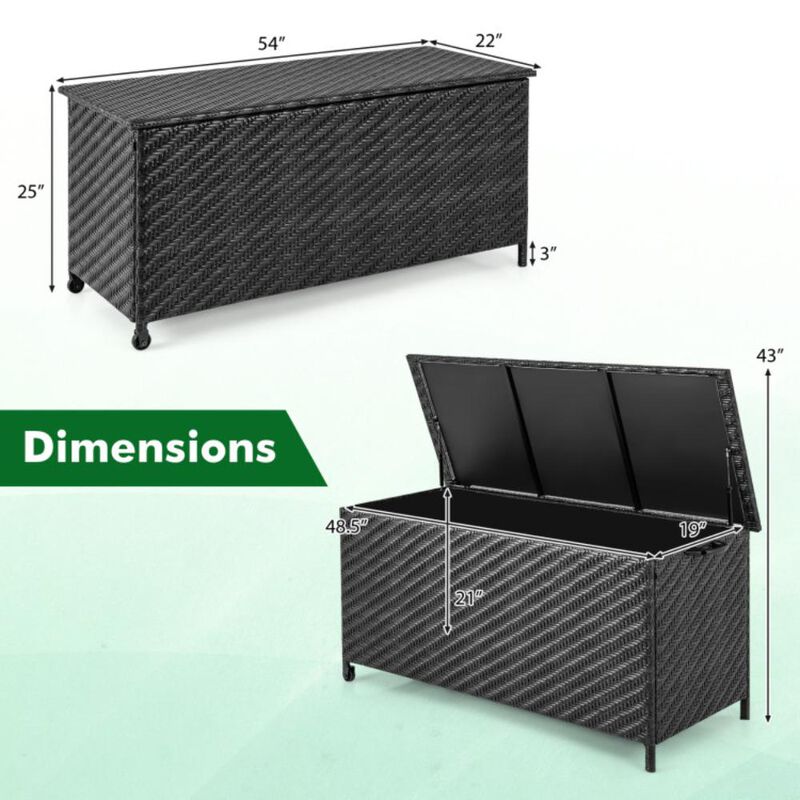Hivvago 85 Gallon Outdoor Storage Box with Removable Liner and Universal Wheels