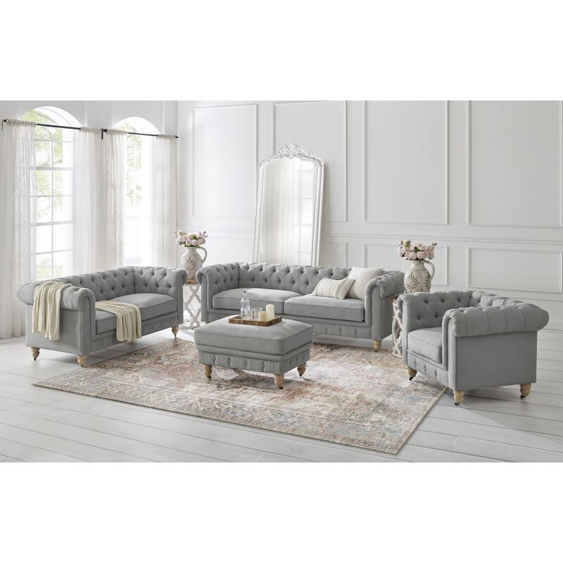 Rustic Manor Bayleigh Linen Chesterfield Loveseat