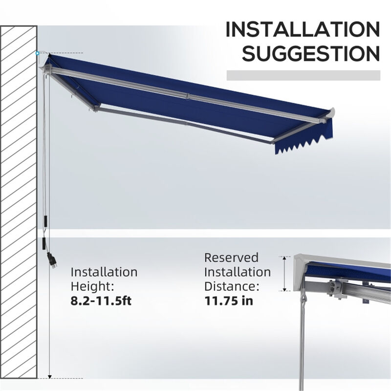 Electric Outdoor Awning, Automatic Retractable Sunshade for Deck, Balcony & Garden