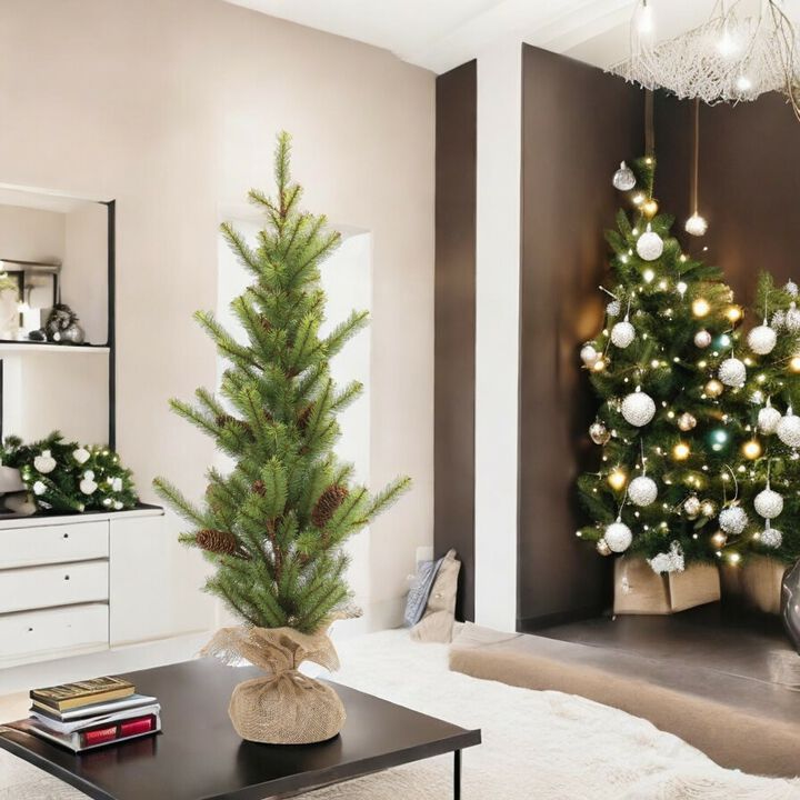 3' Pine Tree with Burlap Base for Rustic Holiday Décor and Seasonal Styling