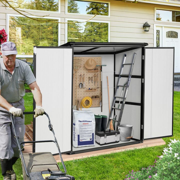 MONDAWE 5x3FT Outdoor Storage Shed Waterproof Resin Cabinet with Lockable Doors for Bikes and Patio Furniture