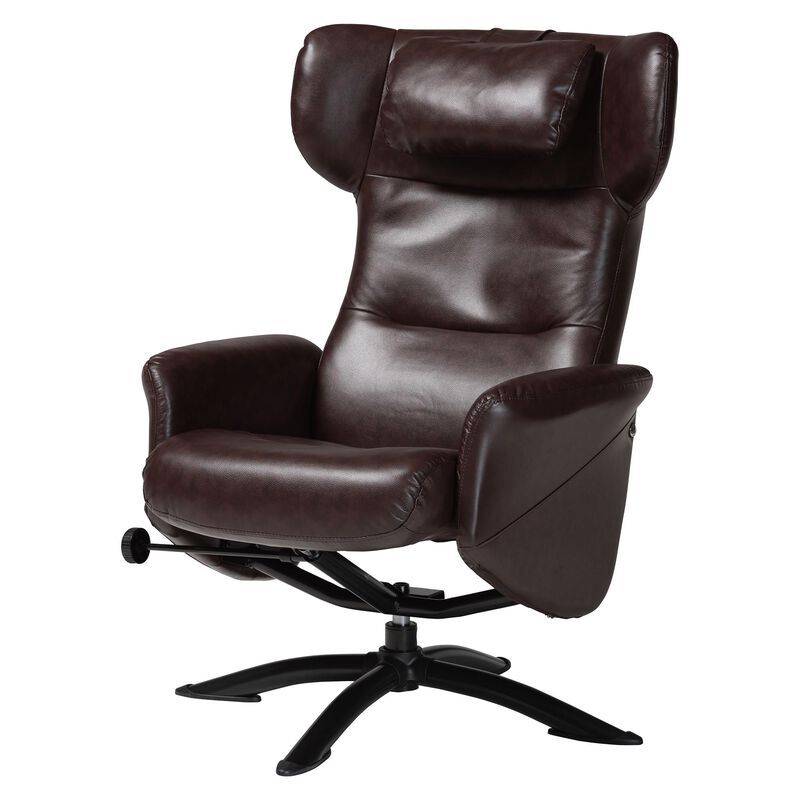 Baxton Studio Elwood Modern Black Faux Leather 2 Piece Lounge Chair and Footrest Set