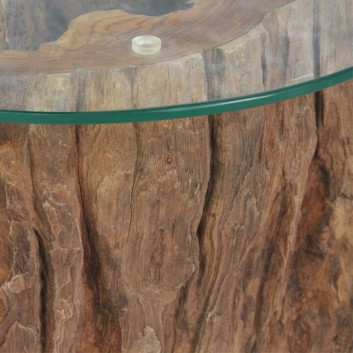 vidaXL Coffee Table Teak Glass 19.7"x15.7"