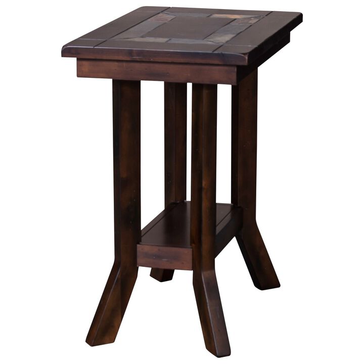 Odel Accent Chairside Table, Dark Brown Mahogany, Rectangular 25 Inch - Benzara