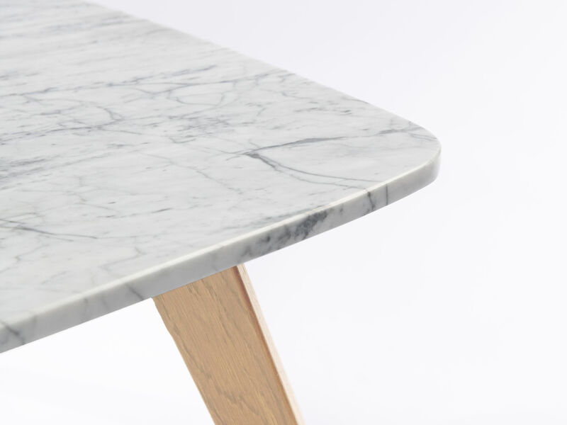 Vezzana 31" Square Italian Carrara White Marble Coffee Table with Legs