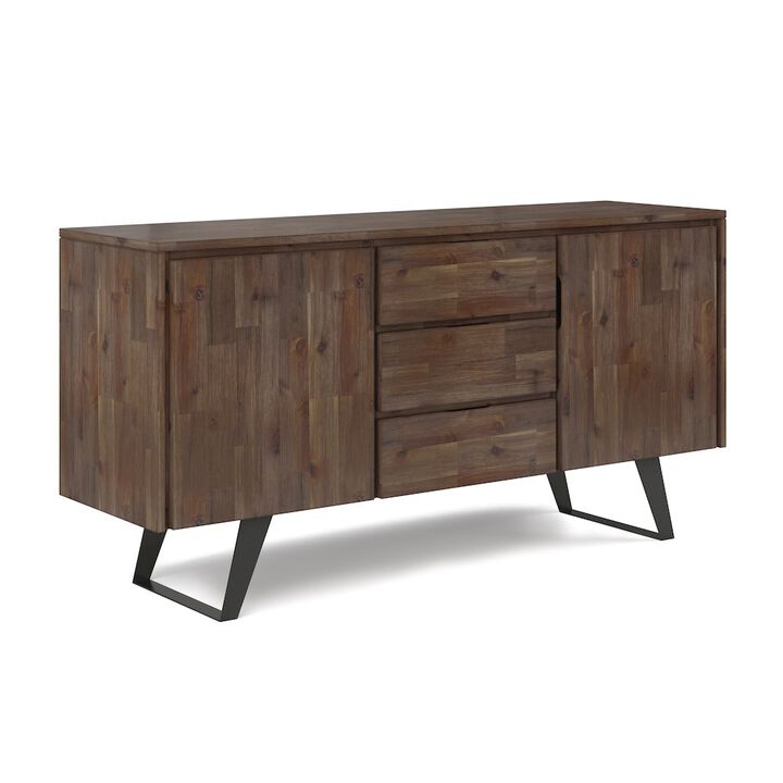 Simpli Home Lowry Solid Acacia Wood Sideboard Buffet In Rustic Natural Aged Brown