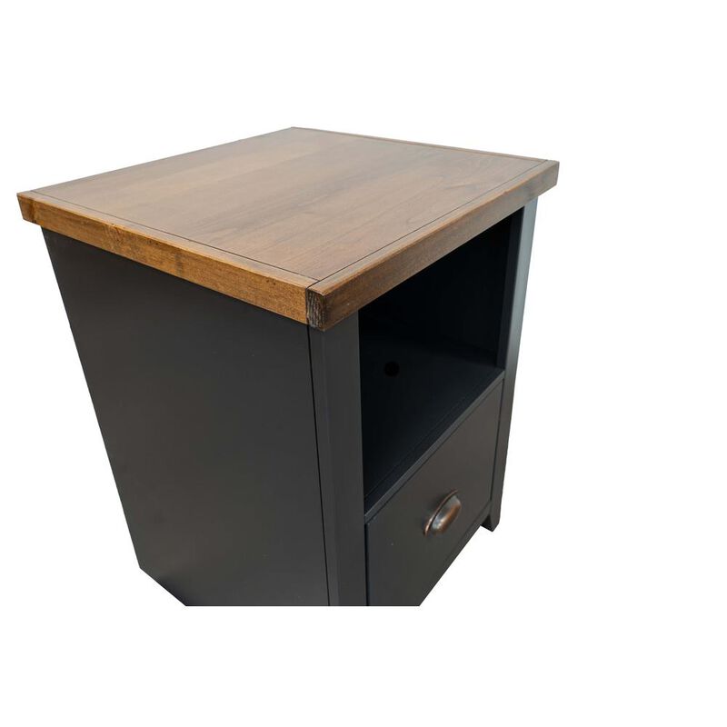 Bridgevine Home 22 inch 1-drawer file, Black and Whiskey Finish