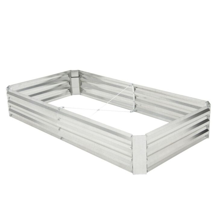 Hivvago Metal Galvanized Raised Garden Bed with Open-Ended Base-6 x 3 ft