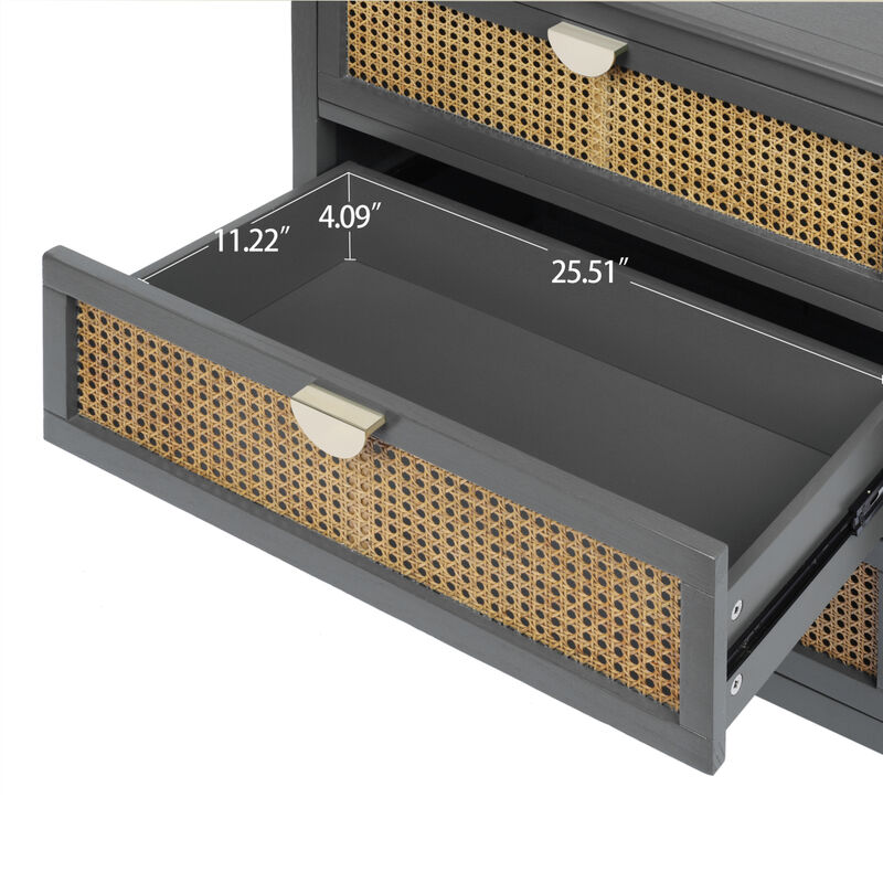 3 Drawer Cabinet Rattan, American Furniture, Suitable For Bedroom, Living Room, Study