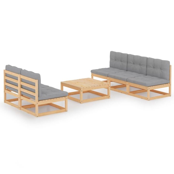 vidaXL 6 Piece Garden Lounge Set with Cushions Solid Pinewood