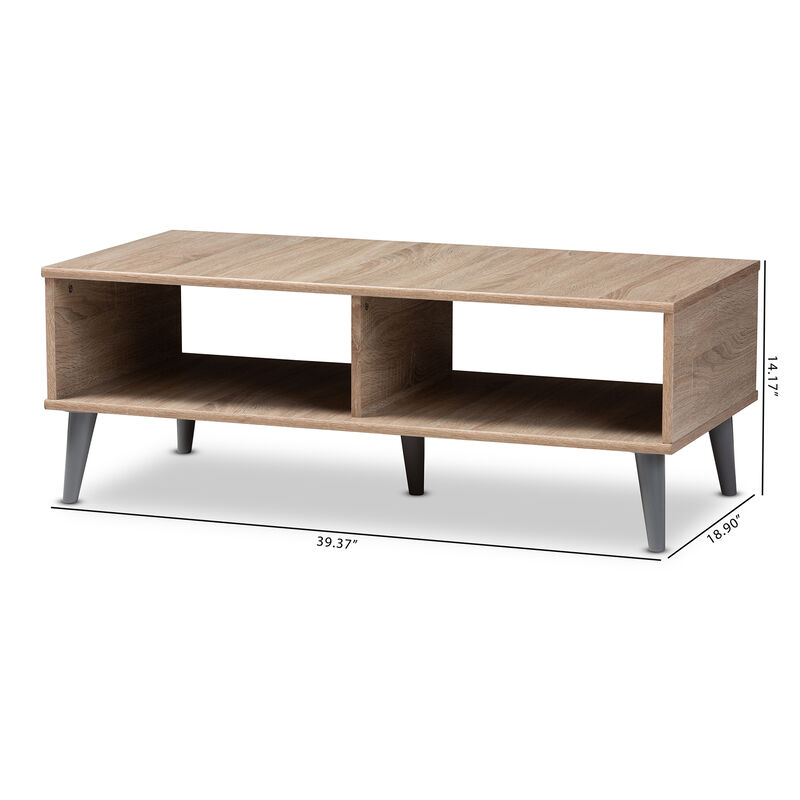 Baxton Studio Pierre Mid Century Modern Oak Wood Coffee Table