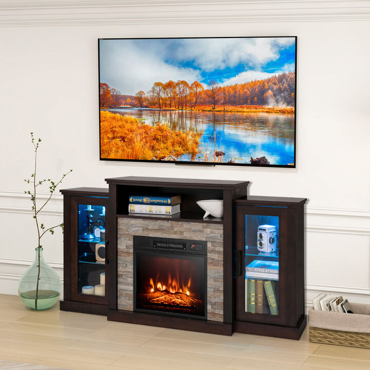LED Fireplace TV Stand with 16-Color Lights for TVs
