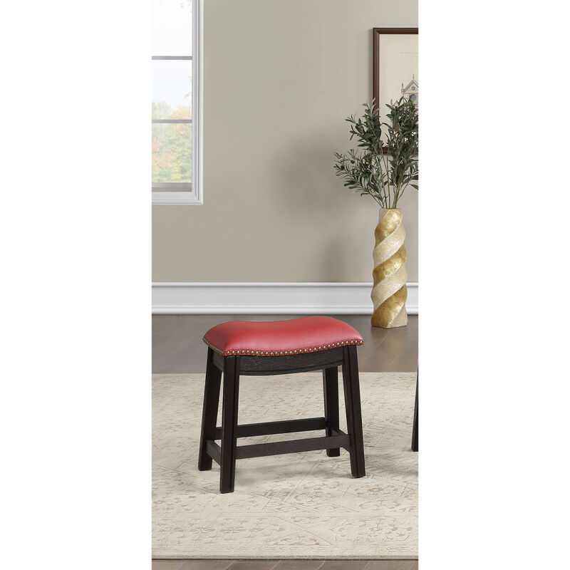 Burgundy PU Upholstery Stool, Set Of 2