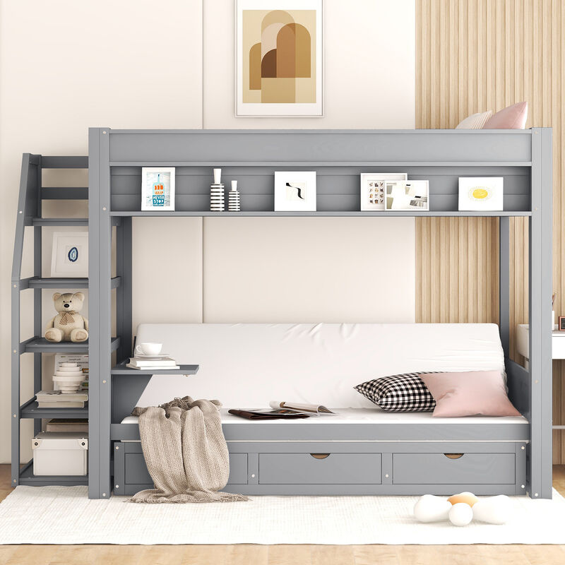 Merax Convertible Bunk Bed with Storage Staircase