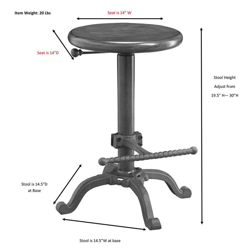Carolina Living Justin Adjustable Barstool - Whitewash