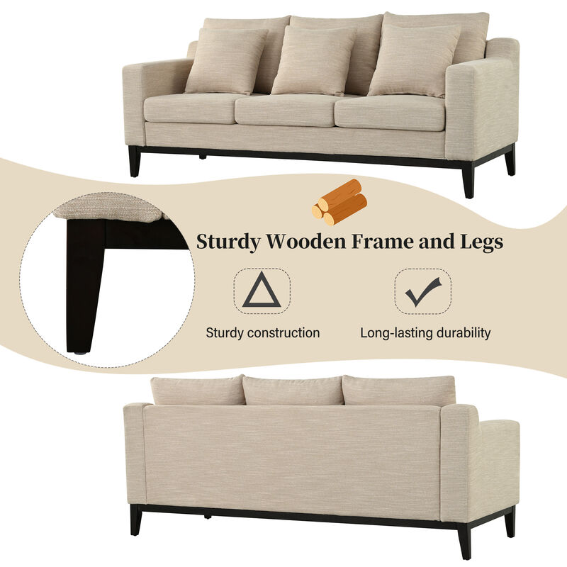 Merax Comfy 3-seat Sofa with Wooden Legs