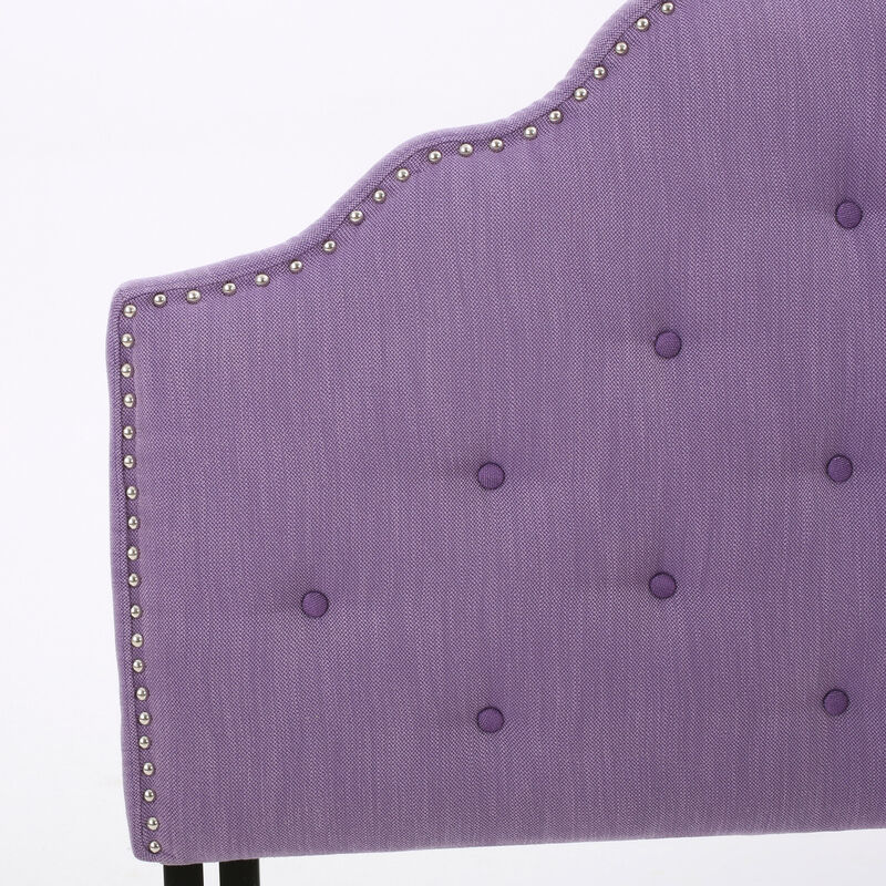 Contemporary Button-Tufted Upholstered Headboard with Nailhead Accents