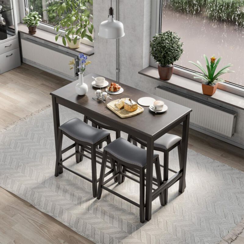 Hivvago 5-Piece Dining Set with 4 Upholstered Stools