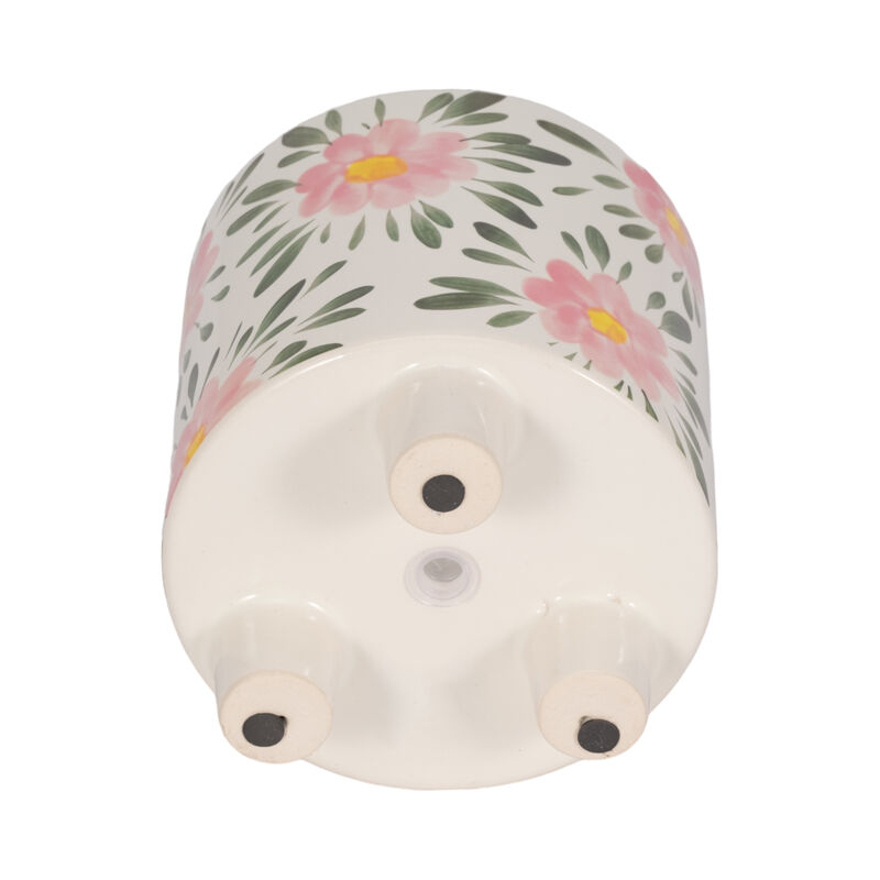 6" Footed Hand Painted Pink Flower Planter