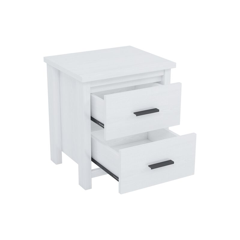 Merax Vintage 2-Drawer White Nightstand for Bedroom