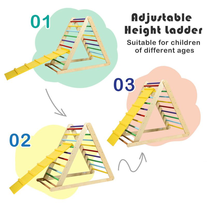 Foldable Wooden Climbing Triangle Indoor with Ladder for Toddler Baby