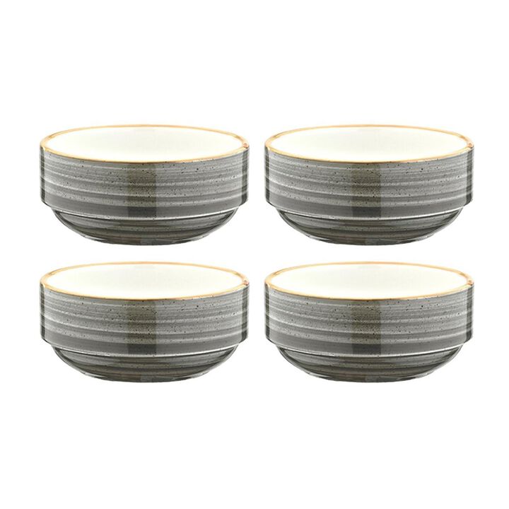 Space dia.5.5" h:2.5" 17 oz. Round Grey Porcelain Bowl (Set of 4)